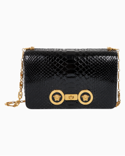 Bolsa Versace Medusa Python Embossed Preta