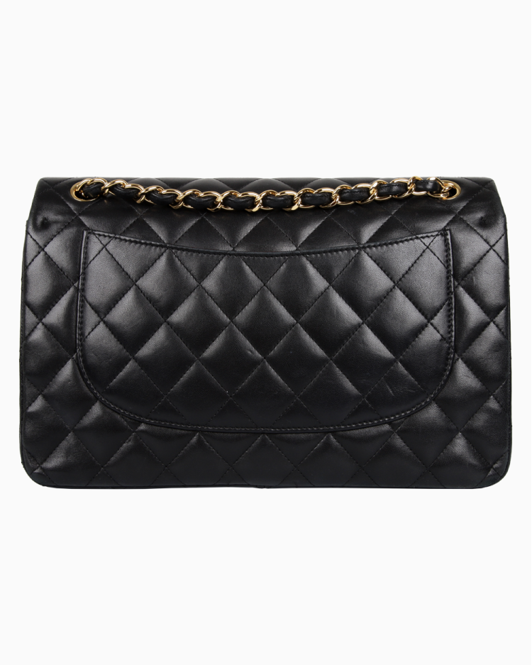 Bolsa Chanel Original Lambskin Classic Double Flap Large Preta