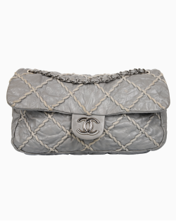 Bolsa Chanel Ultra Stitch Flap Calfskin Cinza
