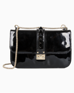 Bolsa Valentino Glam Lock Verniz Preta