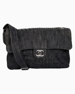 Bolsa Chanel Stretch Spirit Messenger Jeans Azul