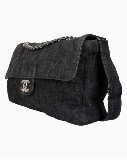 Bolsa Chanel Stretch Spirit Messenger Jeans Azul