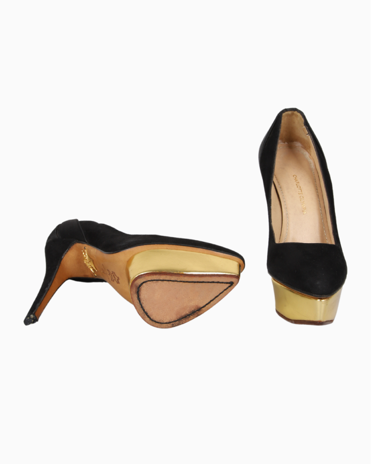 Sapato Charlotte Olympia Original Camurça Preto Feminino