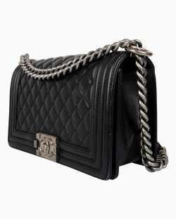Bolsa Chanel Lambskin Boy Média Preta