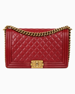Bolsa Chanel Lambskin Boy Grande Vinho