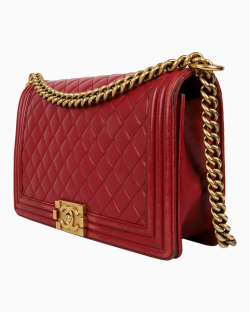 Bolsa Chanel Lambskin Boy Grande Vinho