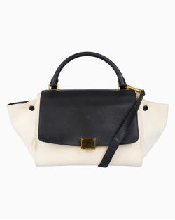 Bolsa Celine Trapeze Small Couro e Canvas Preta e Branca