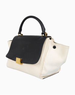 Bolsa Celine Trapeze Small Couro e Canvas Preta e Branca