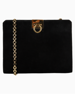 Bolsa Ferragamo Vintage Camurça Preta