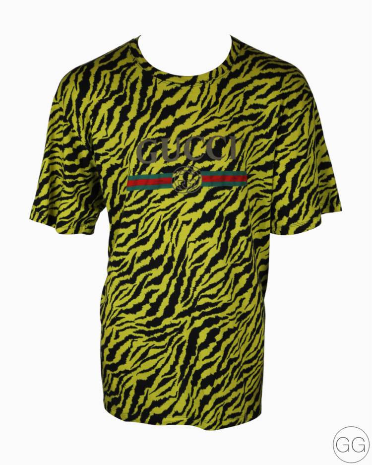 Camiseta Gucci Original Logo Estampada Verde Neon Masculina