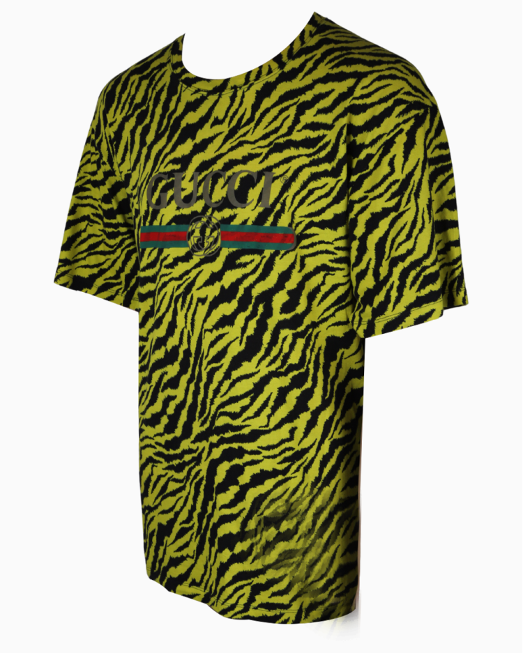 Camiseta Gucci Original Logo Estampada Verde Neon Masculina