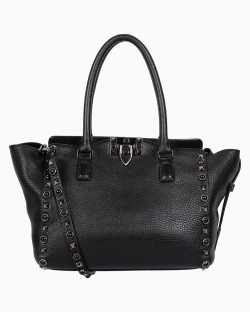 Bolsa Valentino Rowlling Rockstud Mini Trapeze Preta