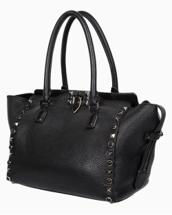 Bolsa Valentino Rowlling Rockstud Mini Trapeze Preta