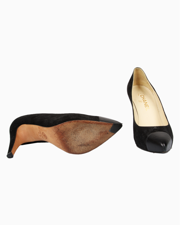 Sapato Chanel Original Camurça Preto Feminino