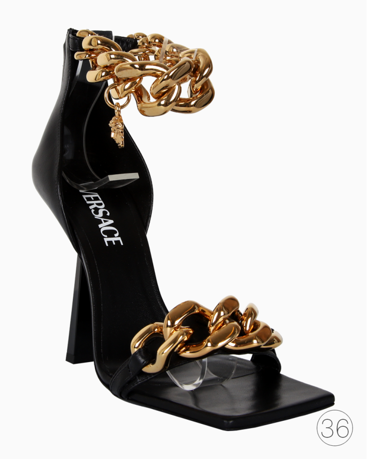 Sandália Versace Original Medusa Head Preto Feminina