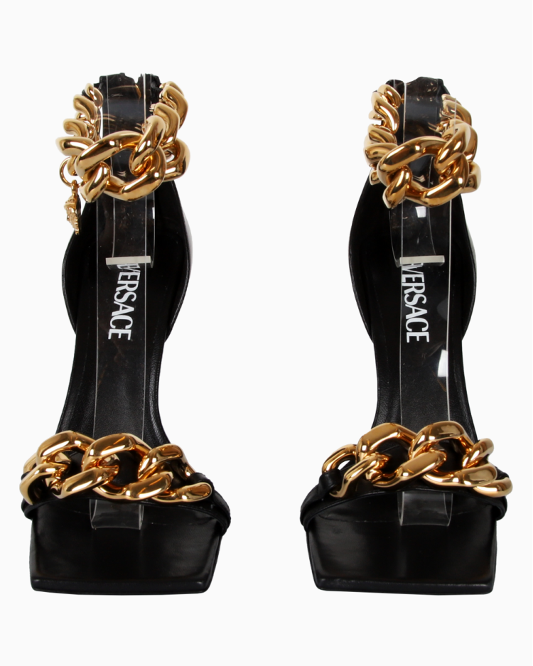 Sandália Versace Original Medusa Head Preto Feminina