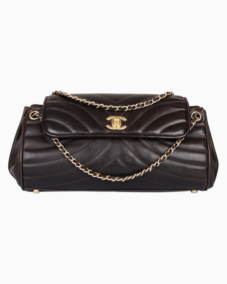 Bolsa Chanel Original Vintage Accordion Preta Feminina