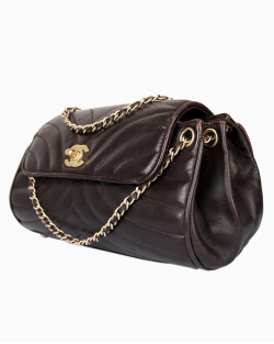 Bolsa Chanel Vintage Accordion Café