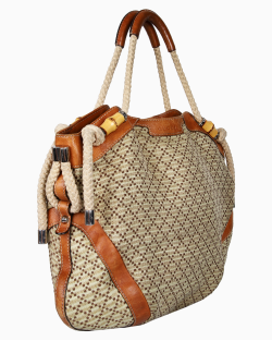 Bolsa Gucci Straw Diamante Maui Large Tote Marrom