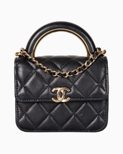 Bolsa Chanel Quilted Top Handle Flap Preta