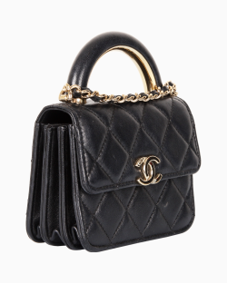 Bolsa Chanel Quilted Top Handle Flap Preta