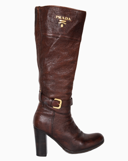 Bota Prada Original Couro Marrom Feminino