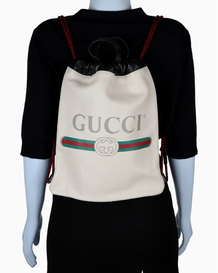 Mochila Gucci Original Drawstring Off-White Feminina
