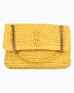 Bolsa Saint Laurent Niki Raffia Amarela