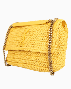 Bolsa Saint Laurent Niki Raffia Amarela