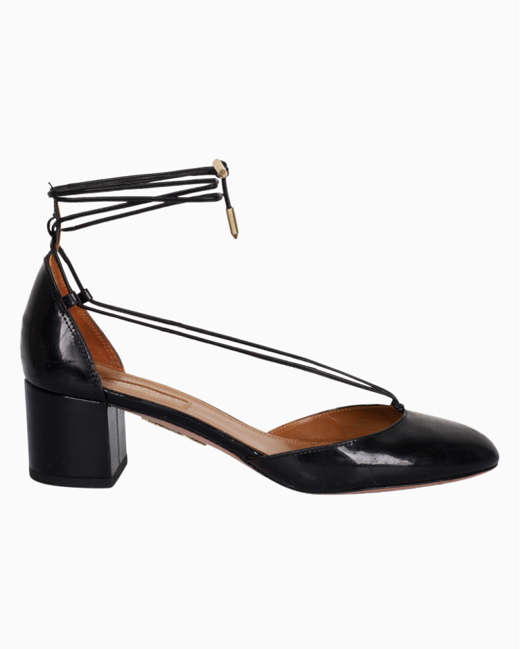 Sandália Aquazzura Original Verniz Preto Feminina