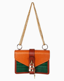 Bolsa Chloé Aby Chain Lizard Crocodile Embossed Bicolor