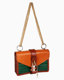 Bolsa Chloé Aby Chain Lizard Crocodile Embossed Bicolor