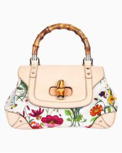Bolsa Gucci Bamboo Floral Off-White