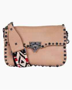 Bolsa Valentino Rolling Rockstud Bege