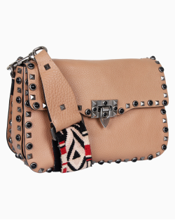 Bolsa Valentino Rolling Rockstud Bege