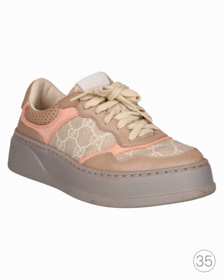 Tênis Gucci Original GG Supreme Panelled Nude Feminino
