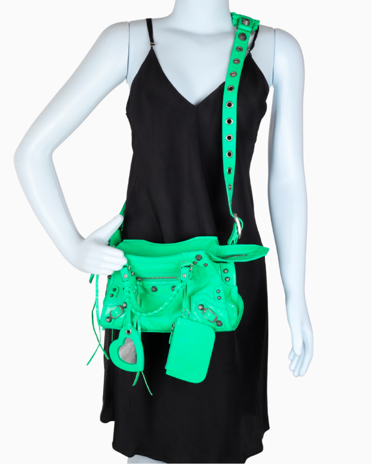 Bolsa Balenciaga Neo Cagole Original City Verde Feminina