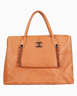 Bolsa Chanel Grained Vegetal Tote Caramelo