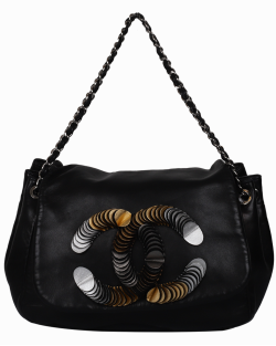 Bolsa Chanel disc Accordion flap preta