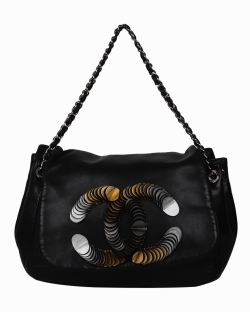 Bolsa Chanel disc Accordion flap preta