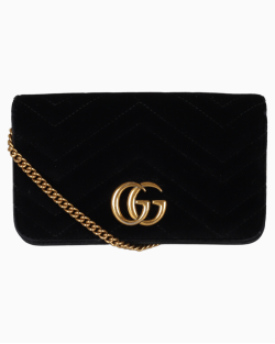 Bolsa Gucci Mini Marmont GG Preta Suéde