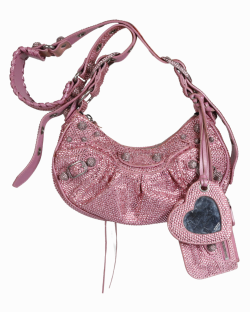 Bolsa Balenciaga Le Cagole XS com Strass Rosa