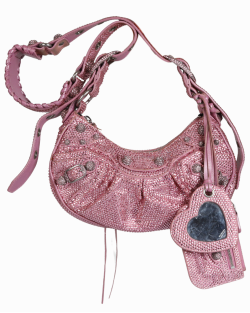 Bolsa Balenciaga Le Cagole XS com Strass Rosa