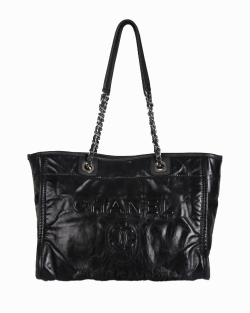 Bolsa Chanel Tote Deauville Couro Preto