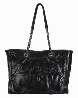 Bolsa Chanel Tote Deauville Couro Preto