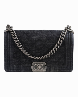 Bolsa Chanel Boy Tiracolo Medium Jeans Black 