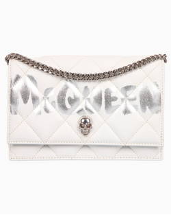 Bolsa Alexander McQueen Skull Quilted Graffiti Silver
