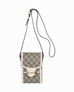 Bolsa Gucci Horsebit 1955 Branca/Monograma