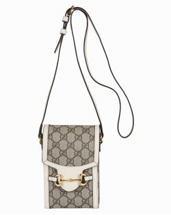 Bolsa Gucci Horsebit 1955 Branca/Monograma