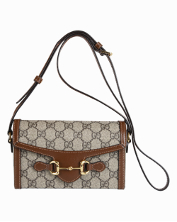 Bolsa Gucci Horsebit 1955 Marrom/Monograma